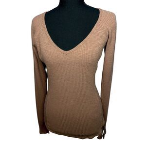 We The Free Womens Camel Passing Thru Layering Tee XL Indie Fitted Ribbed Slim